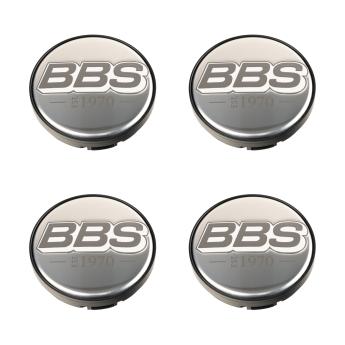 4 x BBS 2D Nabendeckel Ø56mm chrom, Logo grau/weiß (1970) - 58071058.4